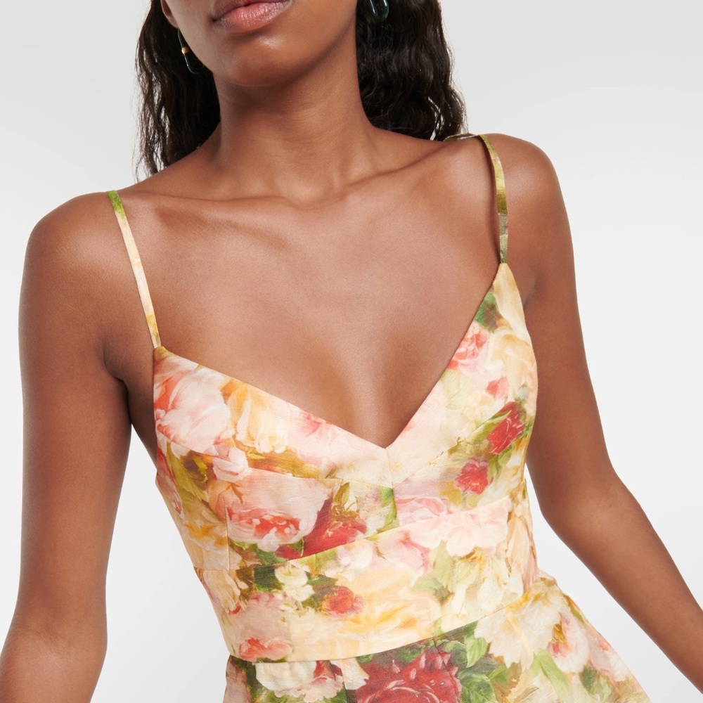 🖤SOLD🖤 Zimmermann Garden Picnic Linen & Silk Dress, Size 4 (fits like 12 US) - Picture 5 of 17